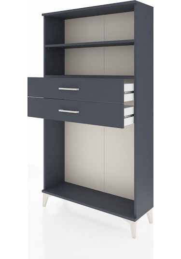 Arges Dolap 2 Raflı 2 Çekmeceli 88x30x163 Antrasit-antrasit Antrasit