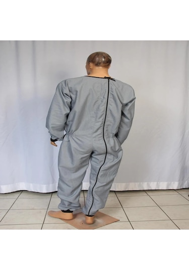 Ozclife Ribanalı Demans Tulumu Hasta Bakım Kıyafeti Gri Renk