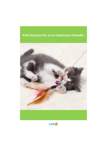 90 Cm Esnek Kedi Oyun Oltası Renkli Ve Eğlenceli