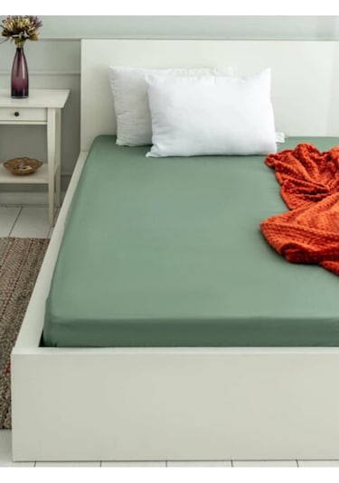 Tek Kişilik 100X200 Lastikli Penye Çarşaf-Asker Yeşili