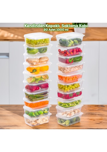 Porsima 1072 20'li Kendinden Kapaklı Buzluk Saklama Kabı 1 Lt