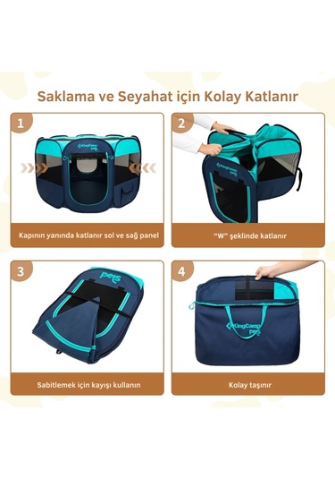 Kingcamp Pets Ancona L Portatif Köpek Çadırı Gri - Kahverengi