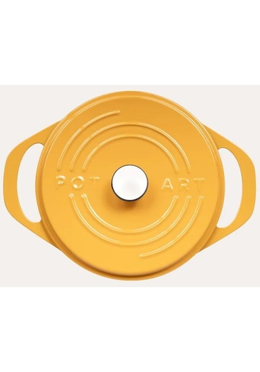 Sürel Potart 28 Cm Yuvarlak Döküm Tencere Parlak Sarı