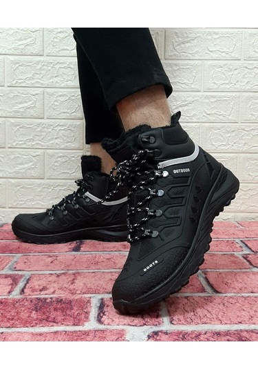 Stepway 8075 Siyah Kürklü Kaymaz Taban Erkek Bot 001