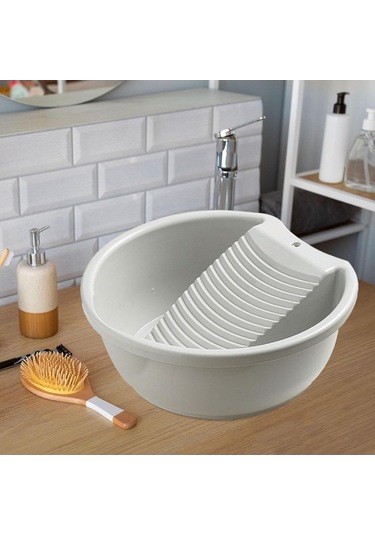 Besthome1 Pratik Eldivenli Halka Çamaşır Yıkama Kovalı Dayanıklı Gri Renkli, Ev & Dışarıda Kullanım İçin Gri