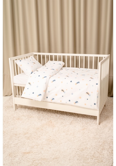 Bebek Nevresim Takımı Fermuarlı 95x145 CM Mavi Yıldız