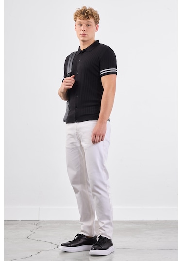 Dufy Fitilli Polo Triko Tshirt SIYAH
