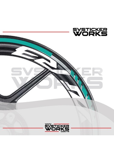 Yamaha Yzf-r3 Yazılı Jant Sticker Dış Ve İç Set Sticker Jant Şeridi Turkuaz