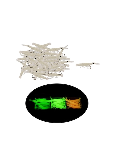 Homyl 50 Adet Balıkçılık Silikon Karides Lures Doğru-renk