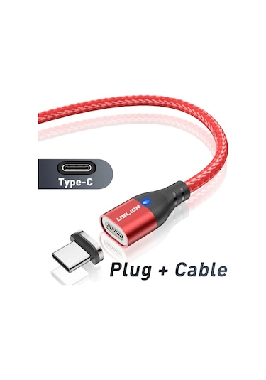 Uslıon Manyetik Şarj Kablosu Usb Mikro Tip C Hızlı Şarj Iphone Uyumlu 12 Telefon Kablosu Chınablack1.5m
