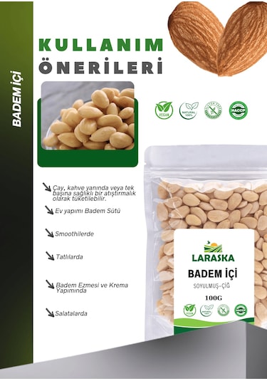 Badem İçi Soyulmuş Çiğ 100g - Blanched Almonds Raw 100 G