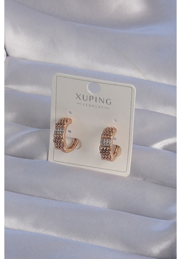 Ezoconcept Xuping Rose Renk Zirkon Taşlı İşlemeli Halka Küpe