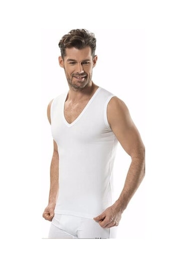 Jiber Erkek V Yaka Likralı Kolsuz Atlet 6'Lı Paket - 117