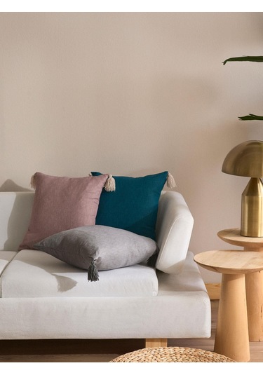 Urban Drift Püskül Detaylı 3'lü Kırlent Kılıf Seti Gri