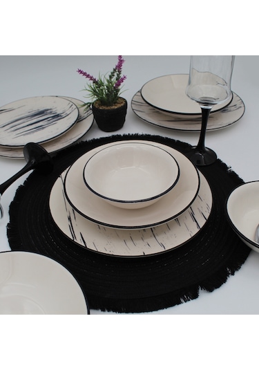 Anka 18 Parça 6 Kişilik Yemek Takımı- Desenli File