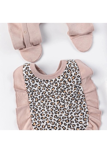 Leopar Desenli 100% Pamuk 8li Hastane Çıkış Seti Çok Renkli