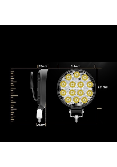 Off Road 14 Led 42 Watt Yuvarlak Traktör Tır Kamyon Tekne Sis Farı Projektör Çalışma Lambası
