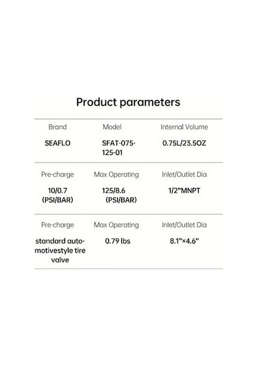 Pazly Seaflo Rv Su Pompası Toplama Tankı 0.75l, Demir Yapı, Basınç Sabit, İç Dekorasyon, Dış Genişleme, Pil Gerektirmez