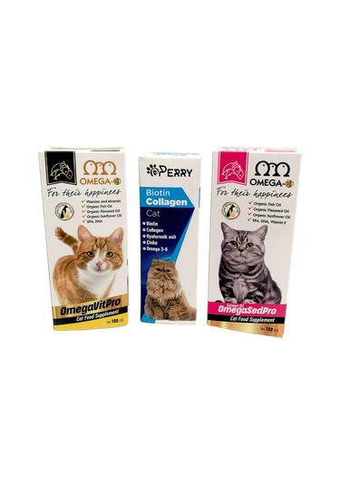 Perry Kediler İçin Biotin Collagen 50 ML + Omegavitpro + Omegasedpro