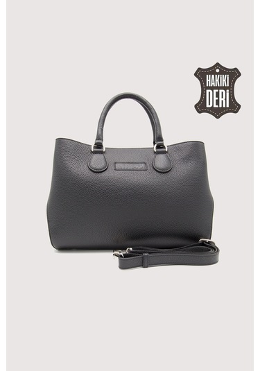 Hakiki Deri Siyah Kadın Kol Çantası Uzun Askılı Smr7666 Siyah