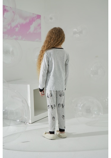 Kız Çocuk Uzun Kol Gri Pijama Takımı C8t5n7o5 001