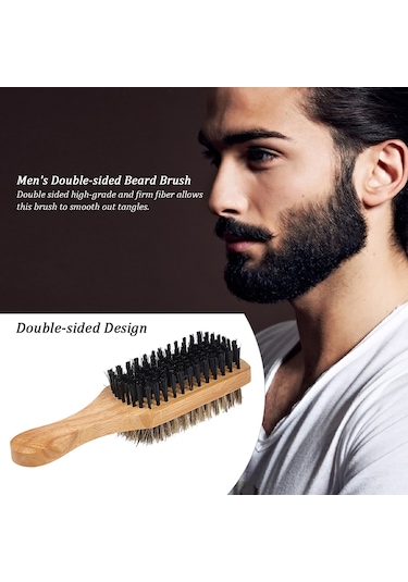 Hfambition Erkek Sakal Fırçası Ahşap Kollü Ev Ve Seyahat İçin Orta Boy Sakal Tıraş Aracı