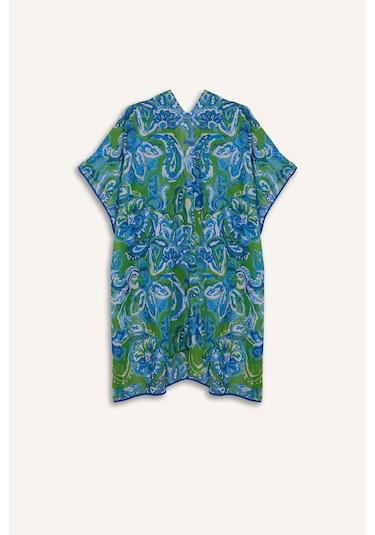 Defacto Regular Fit Tropikal Desenli Şifon Plaj Kimono-fall İn Love E8221ax25spgn314 Yeşil
