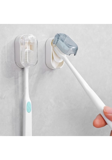 1-5 Adet Diş Fırçası Tutucular Kapaklı Yumruksuz Duvara Monte Diş Fırçası Gray 1pc Gri