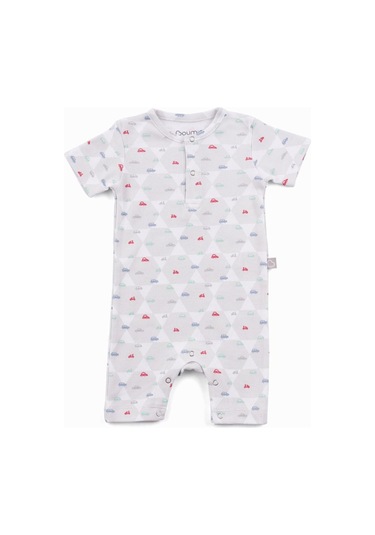 Boumini Bebek Kısa Kollu Şort Tulum Arabalar Doğal Pamuk - Renkli Çok Renkli