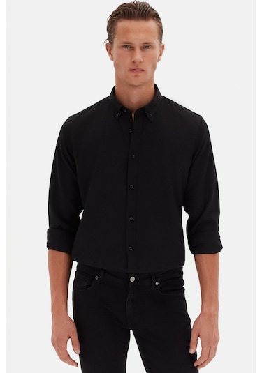 Ds Damat Slim Fit Siyah Oxford Düğmeli Yaka Kolay Ütülenebilir Nakış Detaylı Pamuklu Gömlek 4hc02ort03265 001 Ds Damat Slim Fit Siyah Oxford Düğmeli Yaka Kolay Ütülenebilir Nakış Detaylı Pamuklu Gömlek 4hc02ort03265 001