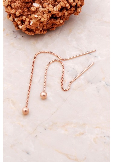 4 Mm Top Rose Gümüş Zincir Küpe 5289