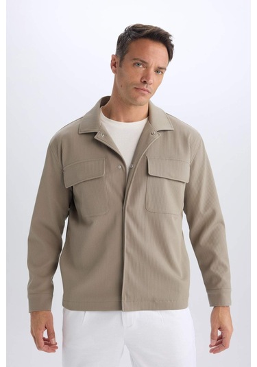 DeFacto Relax Fit Polo Yaka Çıtçıtlı Cepli Gömlek Ceket D7281AX25SPKH400