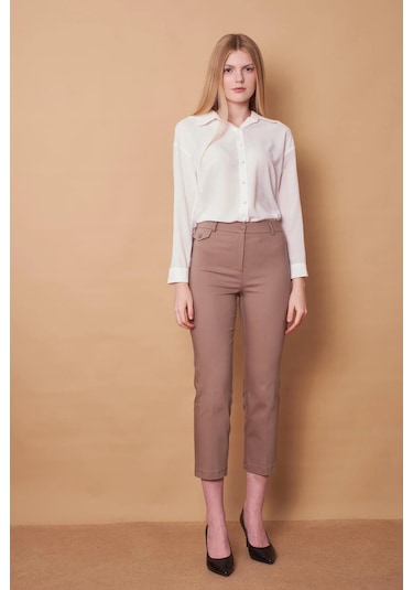 Kadın Yakalı Düşük Omuzlu Uzun Kol Likrasız Kumaş Gömlek-krem Krem