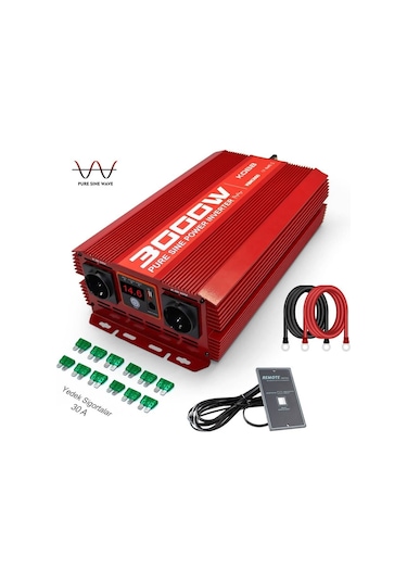 Kobb Kbn3000 12v/220v 3000watt Tam Sinüs Dönüştürücü İnvertör Fr Kbn3000