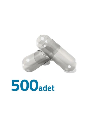 Orta Boy Şeffaf Boş İlaç Kapsülü 0'' 500 Adet-600mg Helal Sertifikalı
