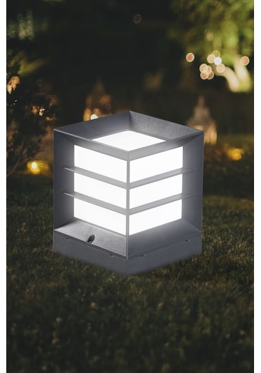 Antrasit Renk Izgaralı Kare Küp Bahçe Armatürü Set Üstü Aplik Diğer
