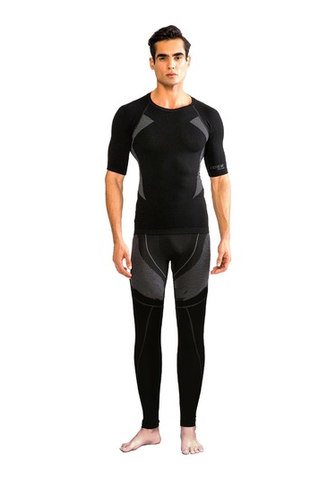 Thermoform Extreme Erkek Seamless Termal Kısa Kollu İçlik Seti Siyah Renkli