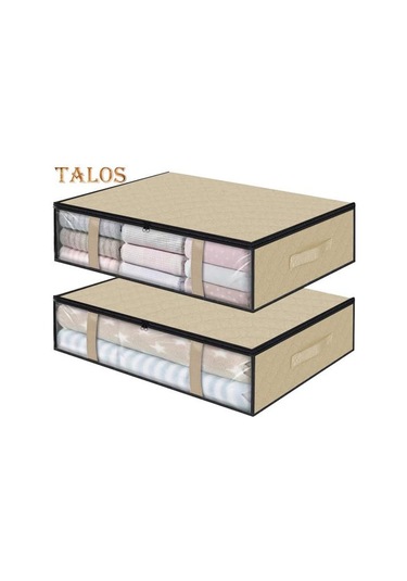 Bej 2 Adet Giysi Saklama Çantası Büyük Kapasiteli Mağaza Hafif Kullanışlı Yatak Battaniyesi Saklama Kabı Ev Gereçleri Bej