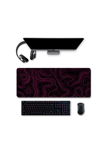 Reedark Profesyonel Oyuncu Mouse Padı 80x30cm Beyaz Desenli 3mm Kalınlıkli Dayanıklı Ofis Ve Oyun Masası Kilifi Diğer