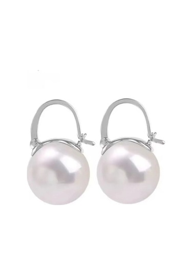 925 Ayar Gümüş 14 Mm İnci Küpe Gümüş