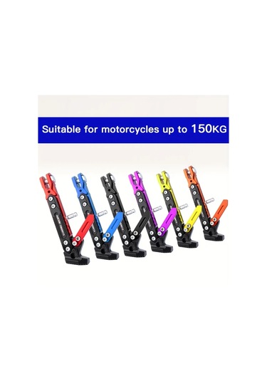 Chuangyinshop 1pc Red Ayarlanabilir Alaşım Motosiklet Yan Sehpası Universal 150kg Kapasite Kıcry