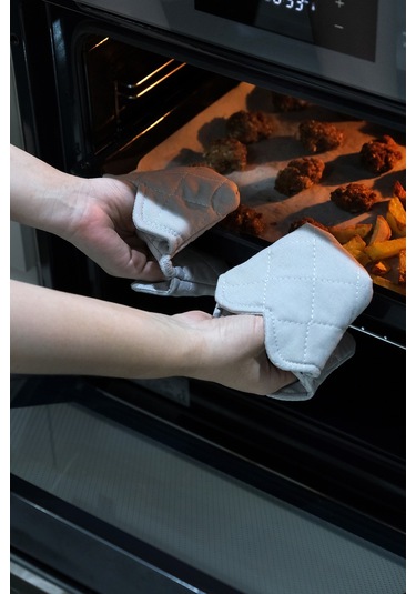 Crab Isıya Dayanıklı Kumaş Fırın Tutacağı Tutacak Modelleri Silikon Değil 1 Adet Tutacak Açık Gri