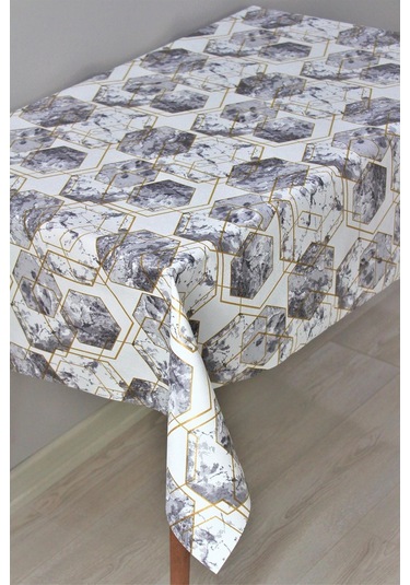 Elyaf Astarlı Silinebilir Pvc Muşamba Masa Örtüsü Petek Mermer