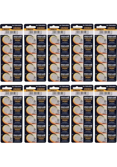 Maxell CR2032 3 V Lityum Kartela Düğme Pil 5 x 10'lu