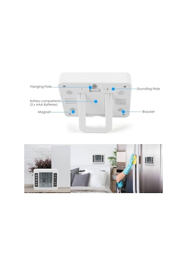 Besthome1 Kablosuz Sesli Alarmlı Dijital Buzdolabı Termometre Beyaz