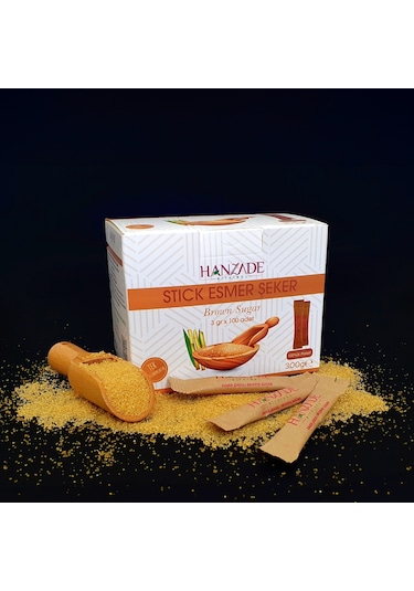 Hanzade Bitkisel Stick Esmer Şeker 100 Sticks 300 G x 3 Adet