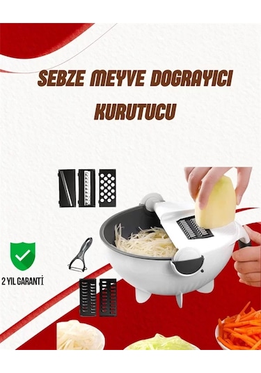 Süzgeçli Çok Fonksiyonlu Döner Rende Ve Doğrayıcı