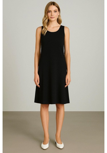 Modal Kumaş Rahat Kalıp Basic Günlük Elbise Siyah