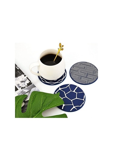 Ulzyvf Yuvarlak Silikon Bardak Altlıkları Mavi - İçecek Kutusu, Seti Mavi