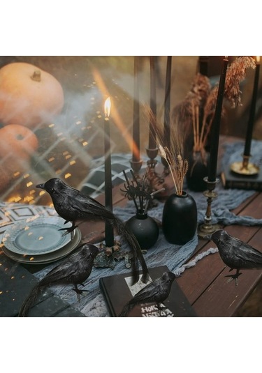 Xianwen Geeroyoo 3 Adet El Yapımı Siyah Tüylü Karga Süsü -